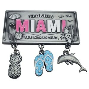 Miami Florida Souvenir Fridge Magnet Pineapple Dolphin Flip Flops The Magic City
